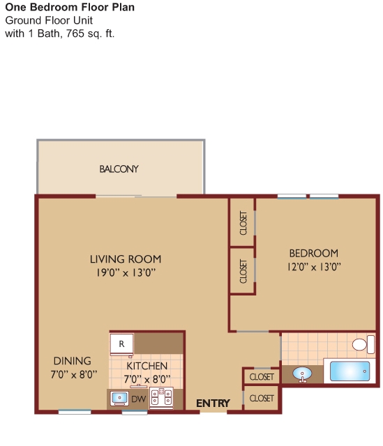 1BR/1BA - Redstone Gardens