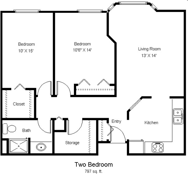 2BR/1BA - Blackrock Terrace Apartments