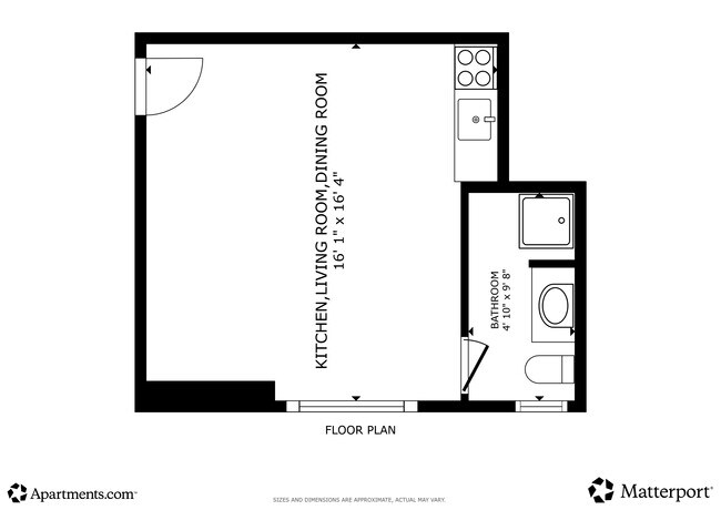 Floor Plan - Studio - 360SF - 555 W 20th St.