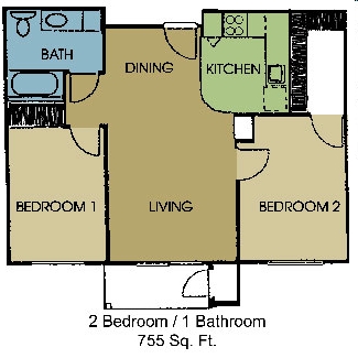 2BR/1BA - Creekside Village Senior Apartments