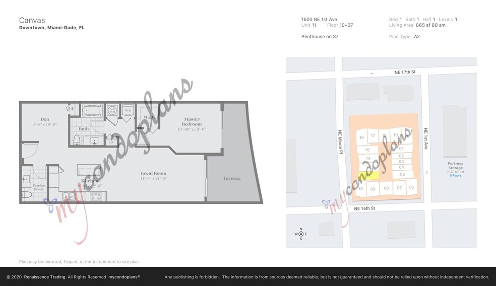 Floor plan unit 1611 - 1600 NE 1st Ave