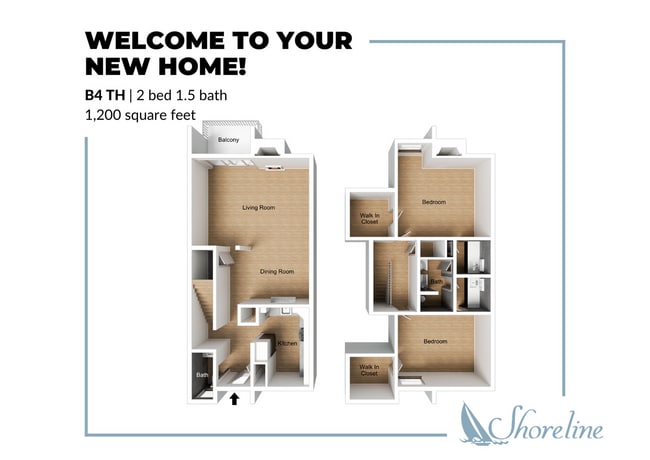 B4 Town Home Floor Plan - Shoreline Apartments