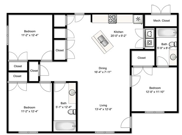 3-Bedroom Apartment - Logan Gateway Apartments