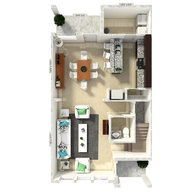 Floor Plan Model A - First Floor - Green Turtle Club - Townhomes