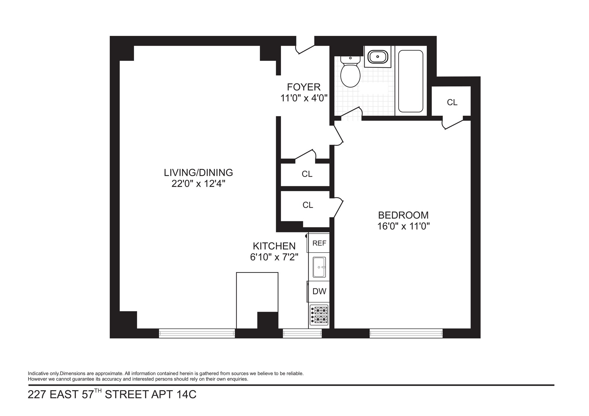 Floor Plan - Spacious 1-bedroom to rent - 227 E 57th St