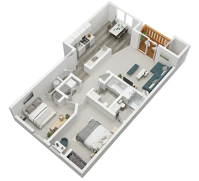 2 Bed and 2 Bath with carpet throughout, except wet rooms - The Village Apartments