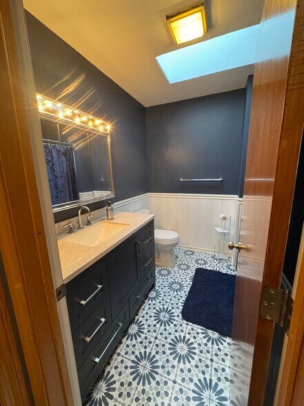 Newly renovated master bathroom with a skylight - 705 Lake Ave
