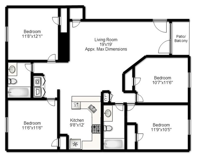 Building Photo - $1180 for 1 bedroom in a 4 Bedroom Apartme...