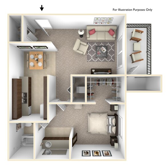 1 Bedroom Floor Plan - Pine Manor