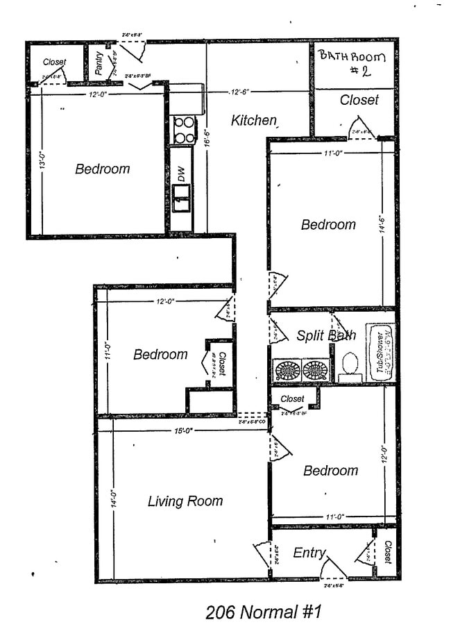 206 #1 floor plan - 206 N Normal St