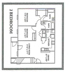 Two Bedroom (small) Floor Plan - Preserve at Fir Road