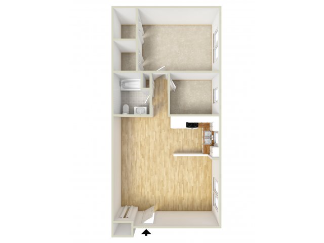 One bedroom floor plan - Governor Mifflin Apartments