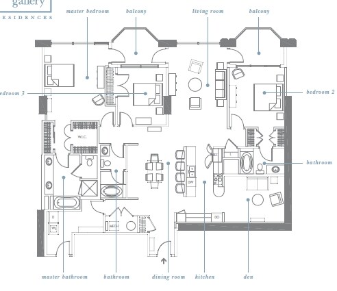 3BR/3BA - Gallery Condominiums
