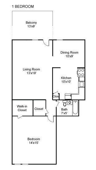 1BR/1BA - Pinebrook Apartments