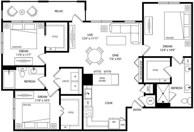 Floorplan - Rye Bunker Hill Apartments