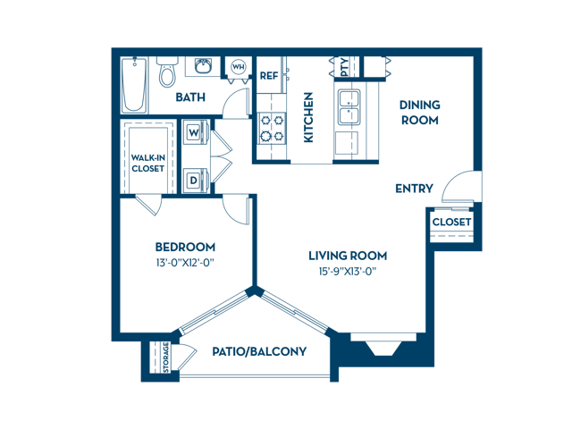 1 Bedroom | 1 Bath | 700 SF - The Augusta Apartments