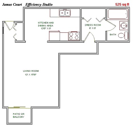 Studio - James Court Apartments