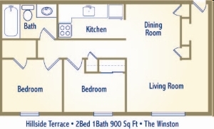 2BR/1BA - Hillside Terrace Apartments