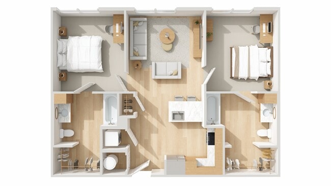 B3: 2BD |2BA | 841 SF - Park Place Baton Rouge Apartments