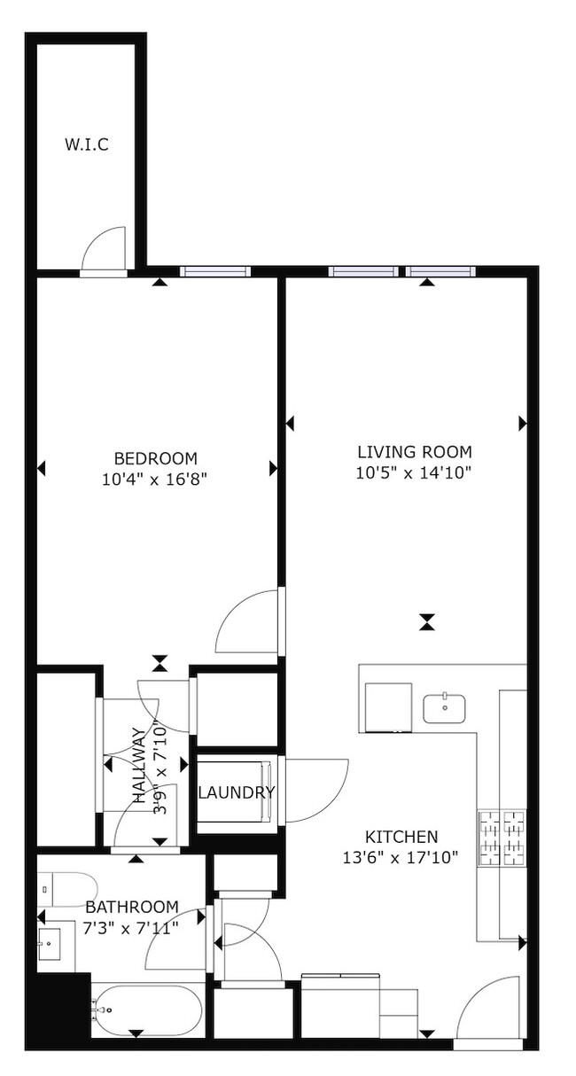 1 Bedroom Layout - 51 E Main St