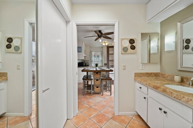 From bathroom vanity between bedroom and kitchen - 709 Agate St