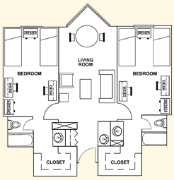 Floor Plan Side Suite - Dobie Twenty21 Student Spaces