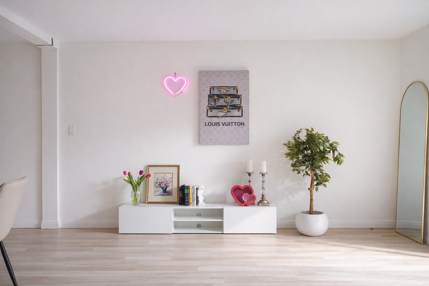 Minimal living room accent space. Decor available on demand. - 4401 Kraft Ave