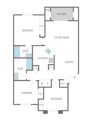 3 Bedroom 2 Bath 1047 sqft - Vellagio