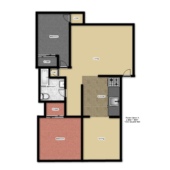 Porter Manor A 2BR/1BA - Porter Manor