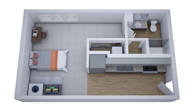 S1: Studio | 1BA | 386 SF - The Rowe