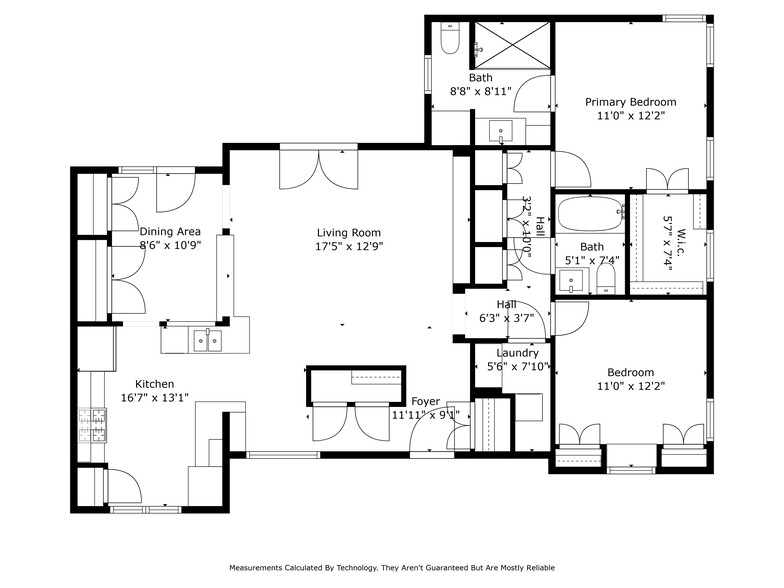 Floor plan. Front of house faces west. Back of house faces east. - 8738 Glencrest Ln