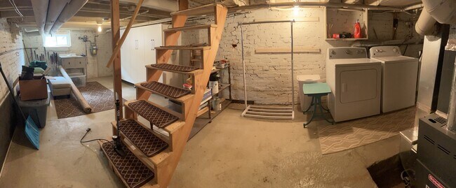 basement -- washer, dryer, and lots of storage - 1406 Haubert St