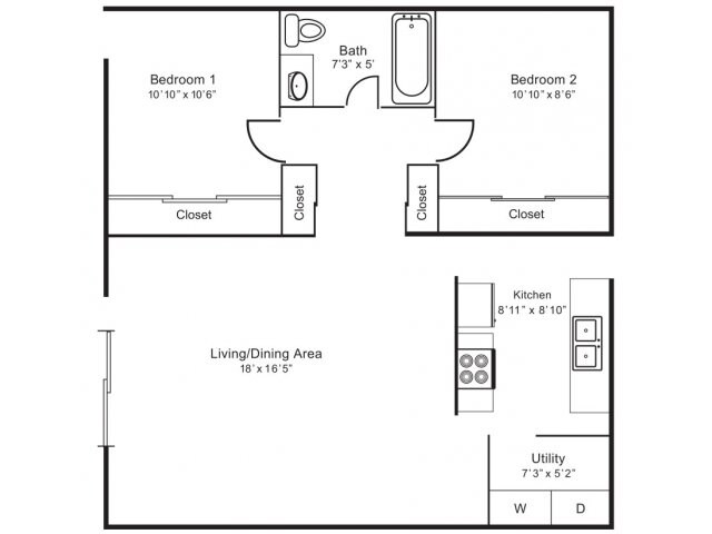2BR/1BA - Highlands