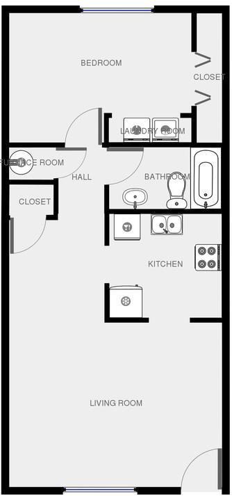 One Bedroom Floorplan - Raspberry Court Apartments