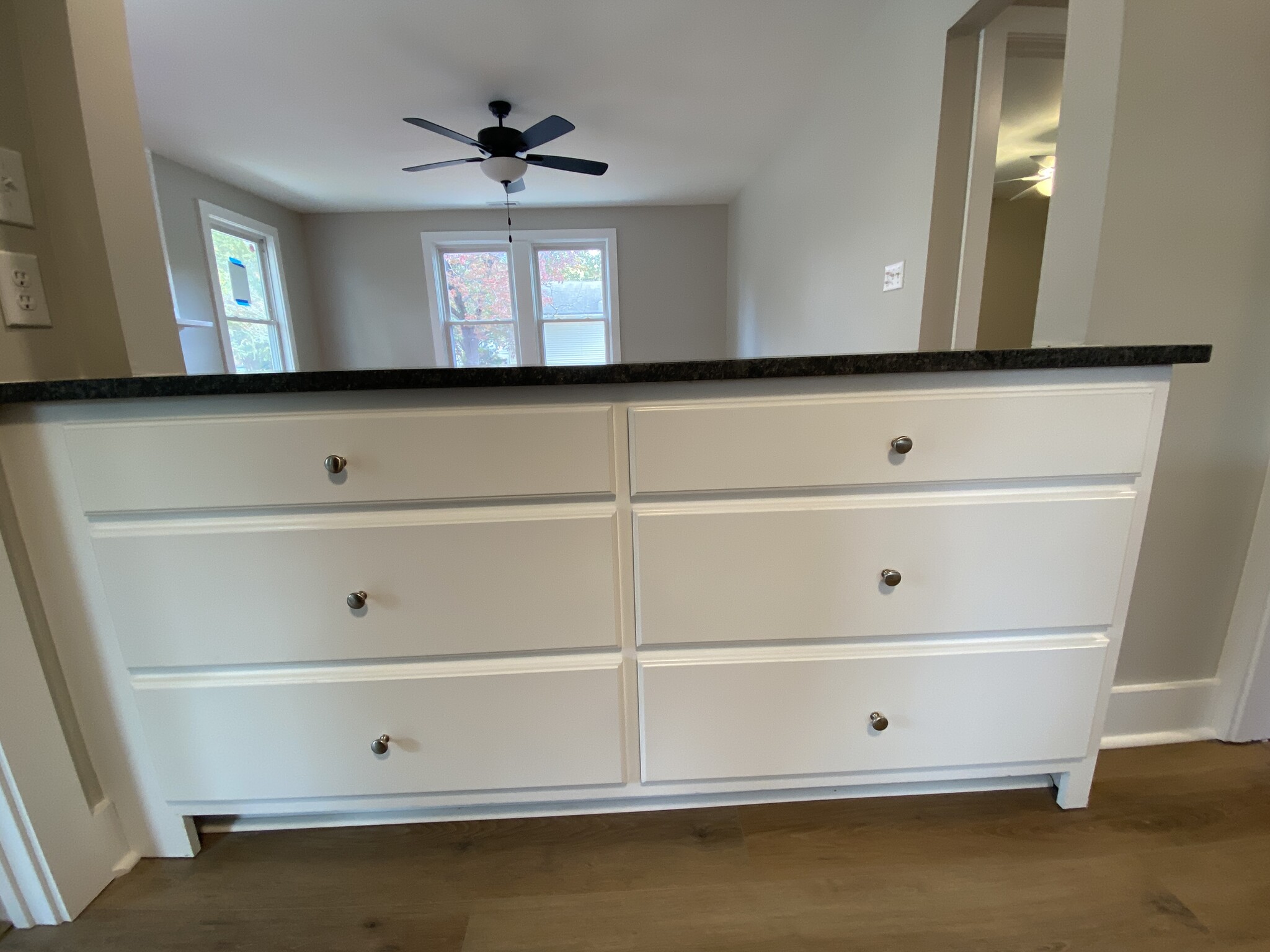 Deep drawers for pots and pans under granite counter open concept to living room - 1524 Ward Ave NE