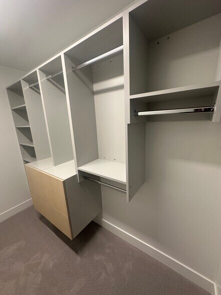 Master closet walk in with custom shelving - 963 Tennyson St