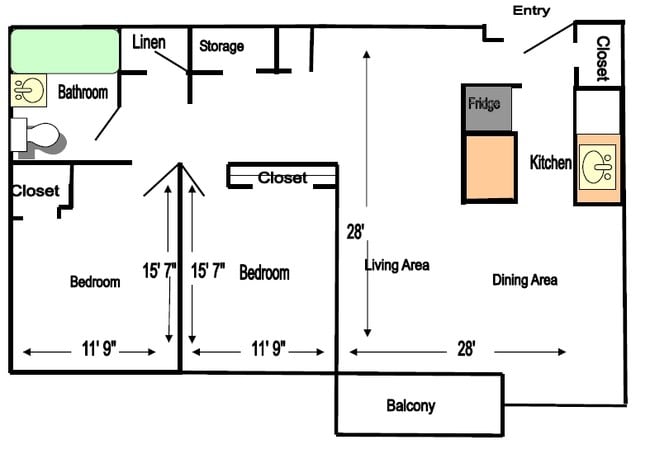 2BR/1BA - Lauren Towers