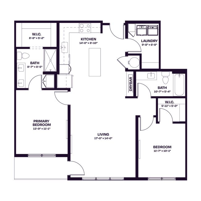 Oberon C4 Two Bedroom Floor Plan - Oberon