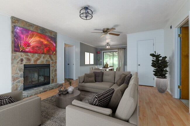 Virtually staged living room - 1500 Brookdale Dr