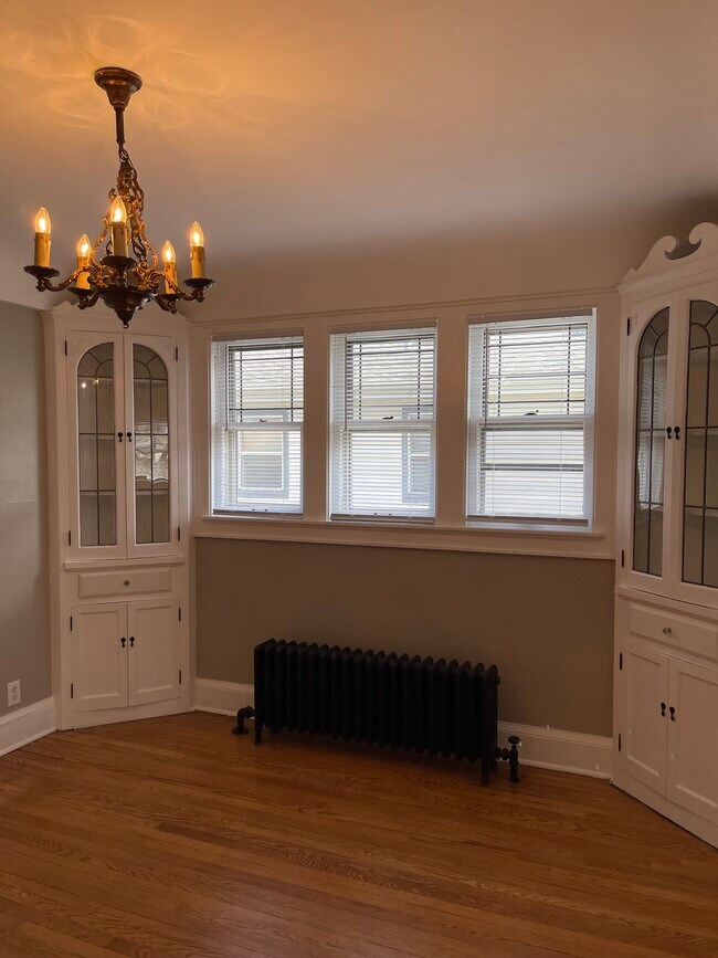 Dining room with 2 original leaded glass cabinets - 3028 S 47th St