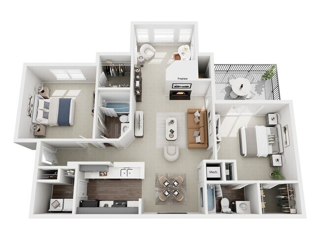 Hawthorn | 2 Bed 2 Bath | 1129 sq ft | Park at Oak Ridge Apartments in Greensboro - Park at Oak Ridge