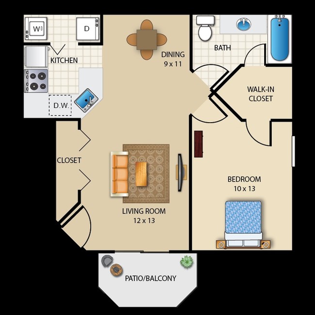 Scarlet Floor Plan - Buffalo Creek Apartments