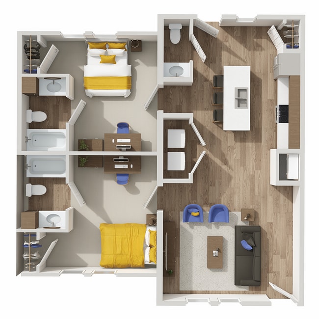 B1: 2BD | 2.5BA | 1056 SF - The Avenue at Orono Apartments