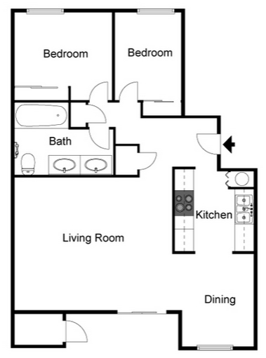 2BR/1BA - Courtyards at Cedar Hills