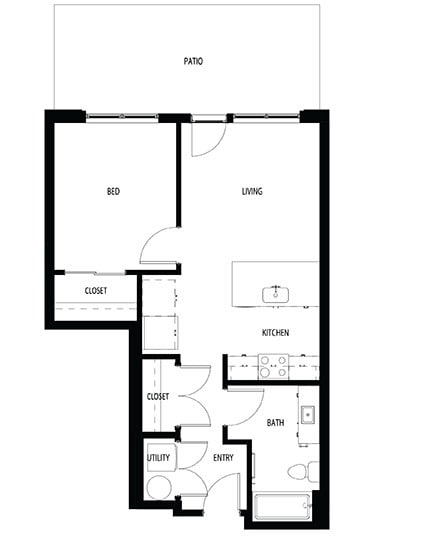1x1E - 626 sq/ft - The Lucy