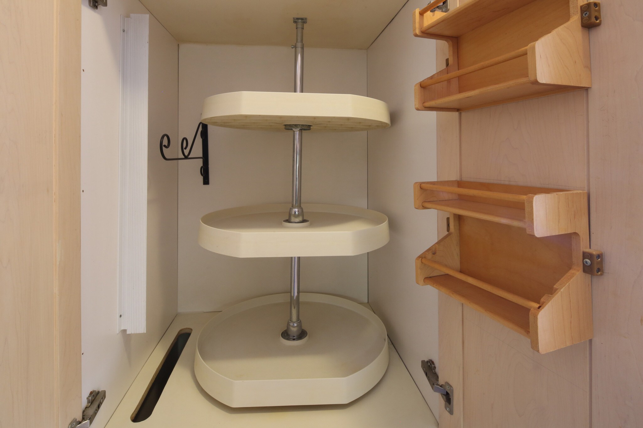 Lazy susan, built-in spice racks. - 250 Linden Ave