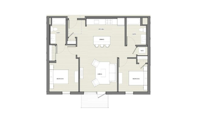 Two Bedroom B - 990 SF - The Richmond