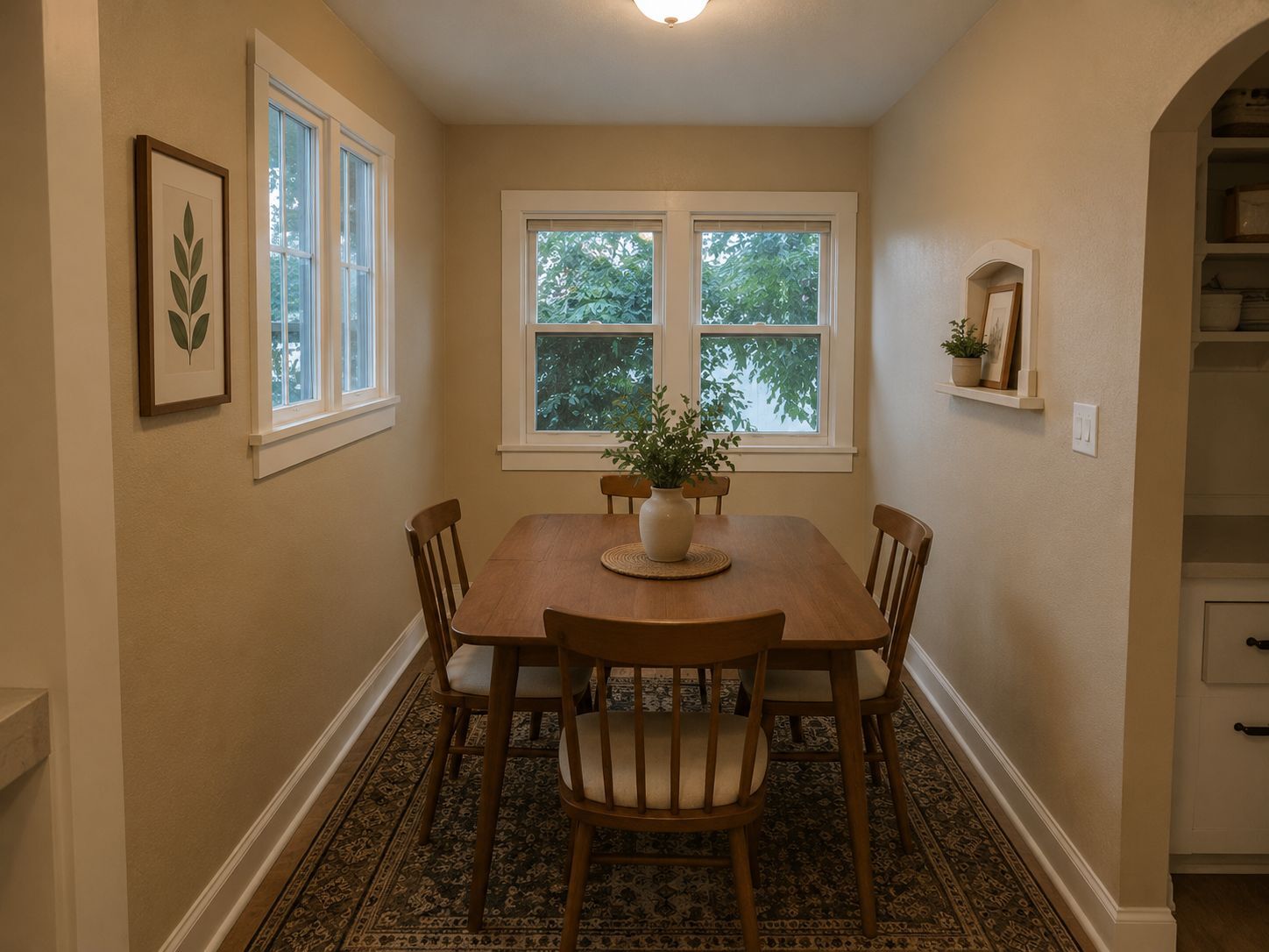 Dining nook off kitchen, with AI-simulated furniture - 4970 Wyandot St