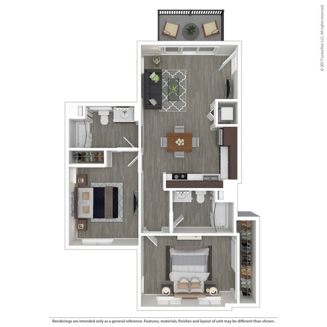 This top-level two-bedroom home on a corner location features cathedral ceilings with an abundance of windows and a slider leading out to your balcony. A large open floor plan with a fully equipped “L” shaped kitchen affords plenty of cabinets and counter space with room for a dinette. The primary - FiftyOne Baltimore at the Crossroads
