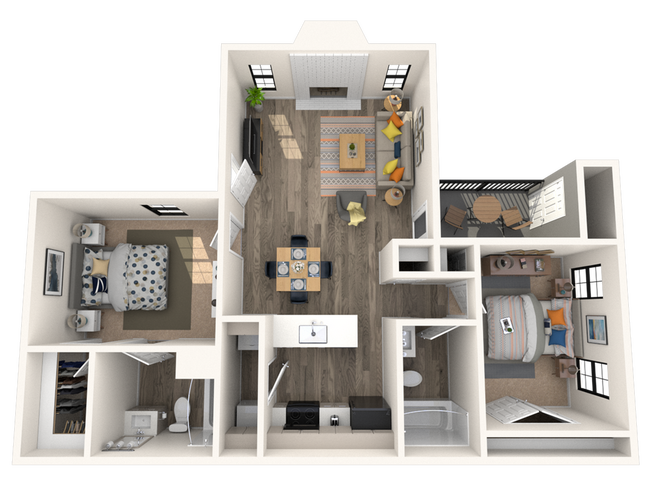 B1 - 2BD, 2BA - 855SF - Lakeland Apartments
